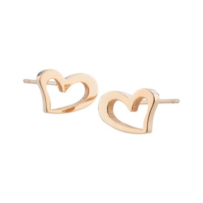 Ladies rose gold steel heart earrings